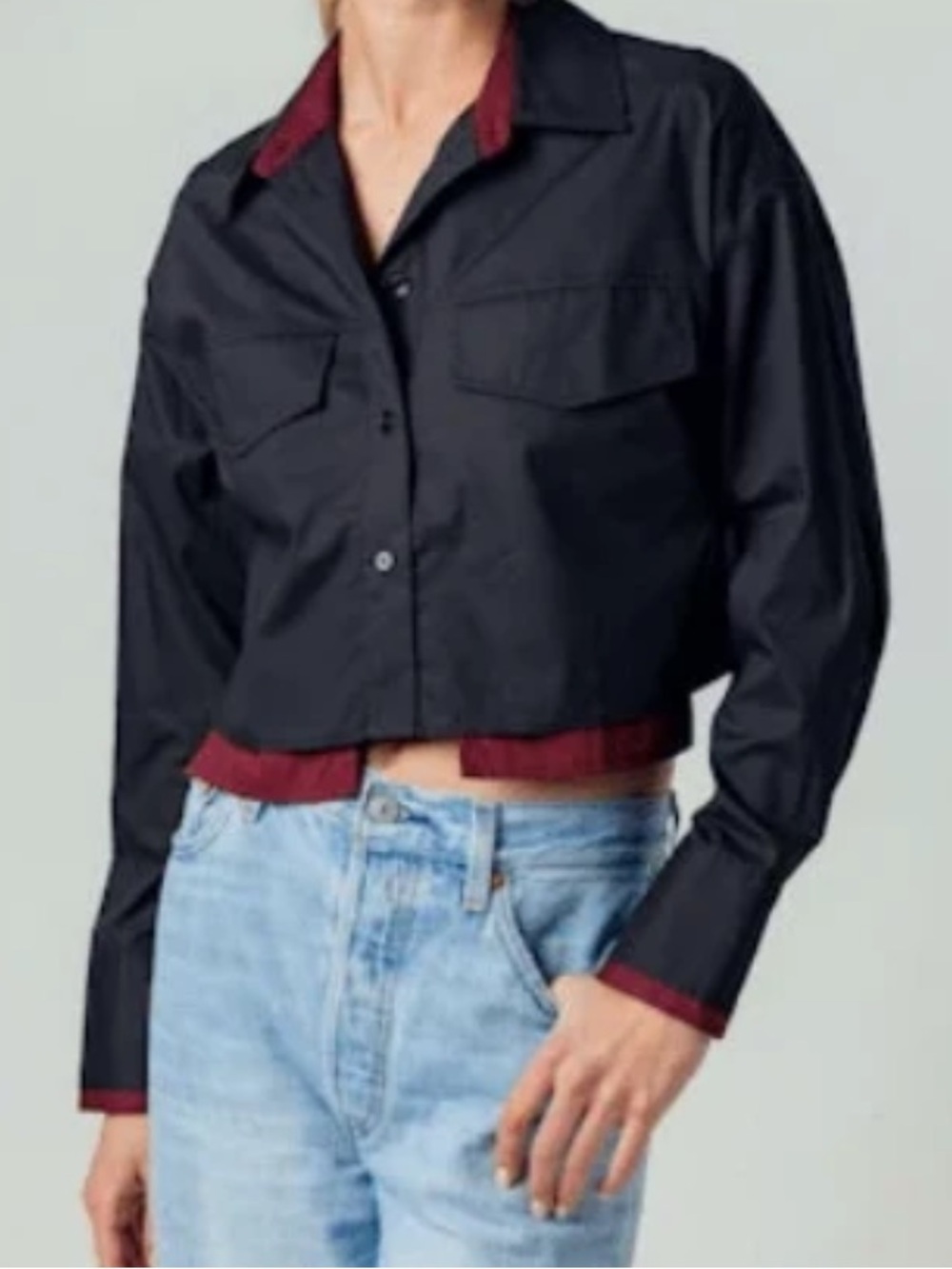 NWT Sundays Odile Shirt - Black/Burgundy / M